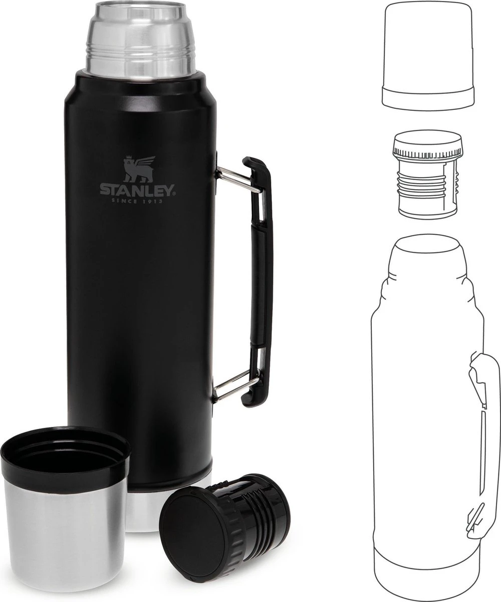 Stanley The Legendary Classic Bottle 1,00L - Thermosfles - Matte Black 9 Stanley The Legendary Classic Bottle 1,00L - Thermosfles - Matte Black - Afbeelding 9