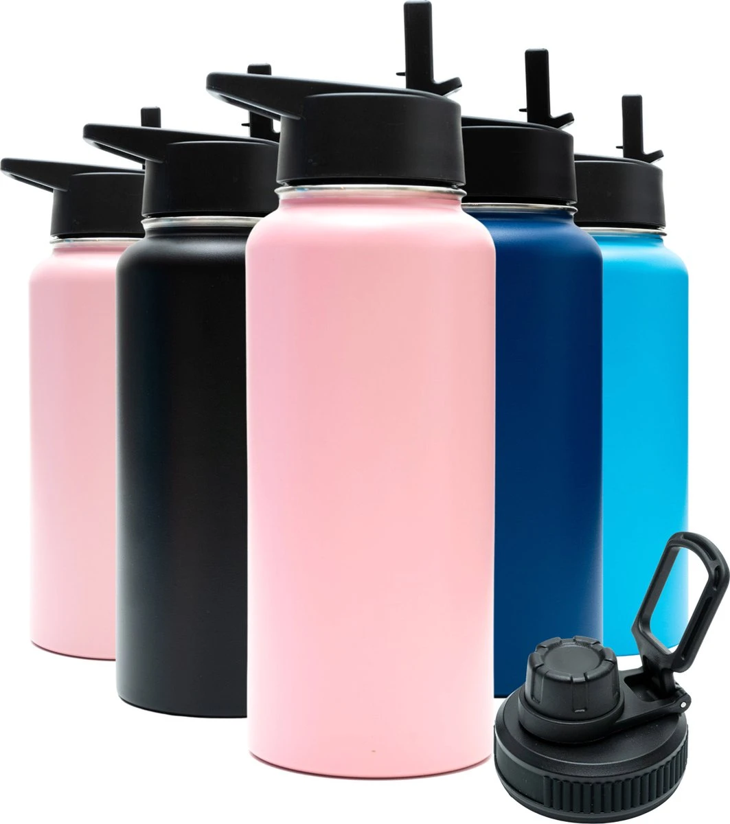 Thermosfles - Pastel Pink - 1 Liter - Extra Dop Met Rietje & Drinktuit - Thermosflessen - Isoleerfles - BPA Vrij - Lekvrij - Thermosfles 1 Liter - Isoleerfles 1 Liter - Thermoskan - Isoleerbeker - Thermosbeker 1 Thermosfles - Pastel Pink - 1 Liter - Extra Dop Met Rietje & Drinktuit - Thermosflessen - Isoleerfles - BPA Vrij - Lekvrij - Thermosfles 1 Liter - Isoleerfles 1 Liter - Thermoskan - Isoleerbeker - Thermosbeker