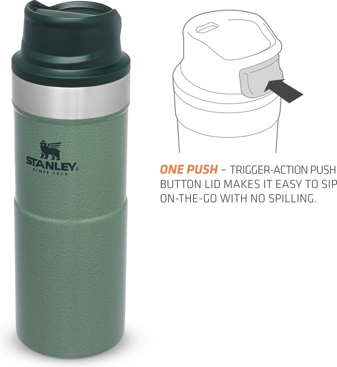 Stanley Trigger-Action Travel Mug 0.35L - Thermosfles - Hammertone Green 7 Stanley Trigger-Action Travel Mug 0.35L - Thermosfles - Hammertone Green - Afbeelding 7