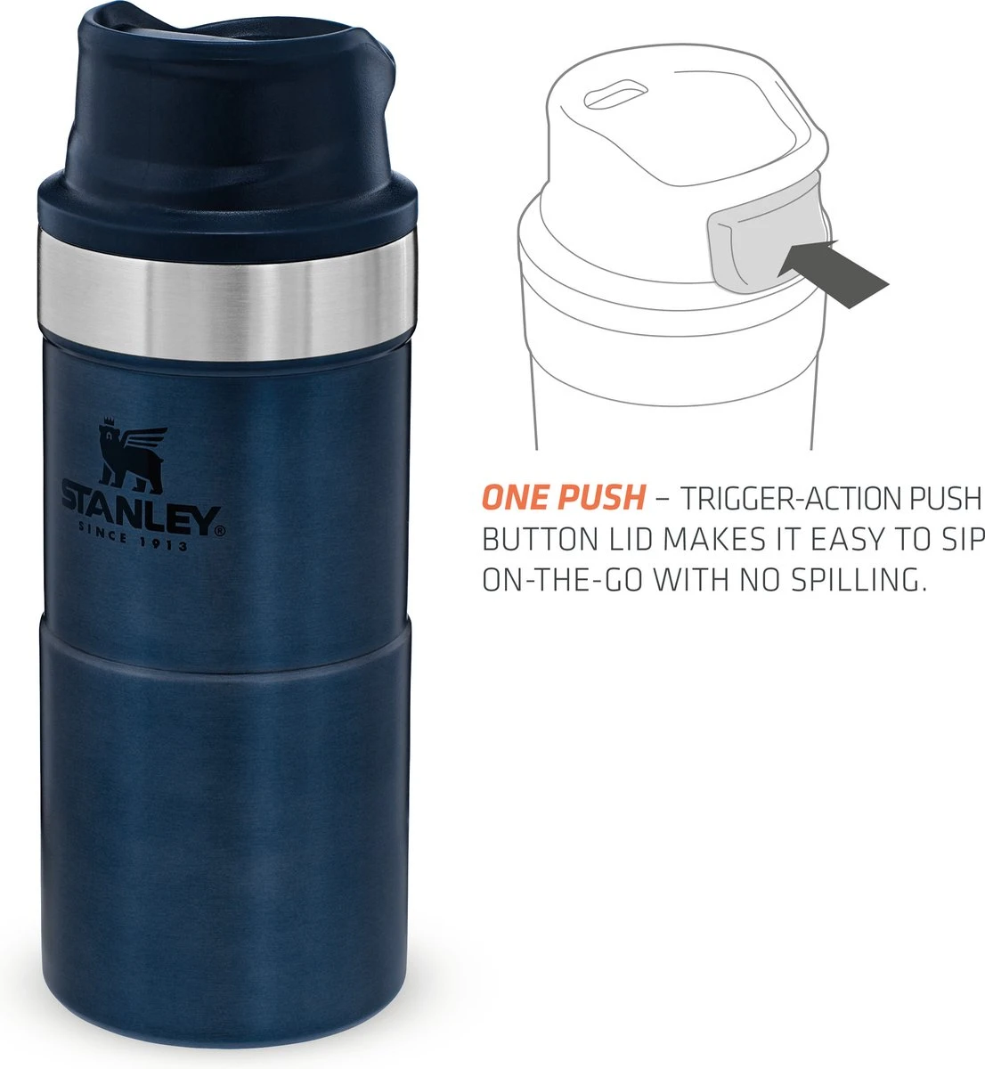 Stanley Classic Trigger-Action Thermosfles - 0.35L- Nightfall 6 Stanley Classic Trigger-Action Thermosfles - 0.35L- Nightfall - Afbeelding 6