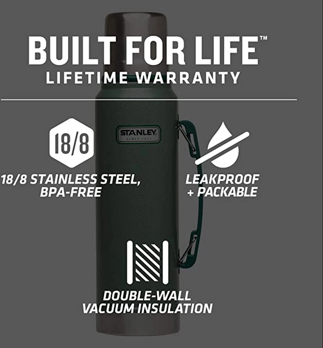 Stanley The Legendary Classic Bottle 1,00L - Thermosfles - Matte Black 15 Stanley The Legendary Classic Bottle 1,00L - Thermosfles - Matte Black - Afbeelding 15