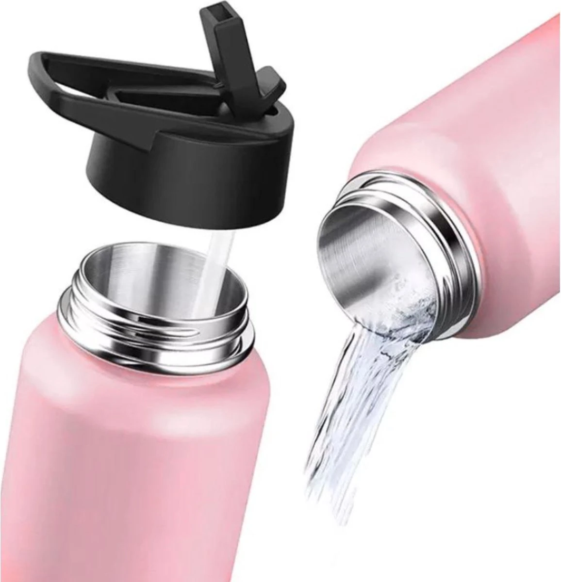 Thermosfles - Pastel Pink - 1 Liter - Extra Dop Met Rietje & Drinktuit - Thermosflessen - Isoleerfles - BPA Vrij - Lekvrij - Thermosfles 1 Liter - Isoleerfles 1 Liter - Thermoskan - Isoleerbeker - Thermosbeker 3 Thermosfles - Pastel Pink - 1 Liter - Extra Dop Met Rietje & Drinktuit - Thermosflessen - Isoleerfles - BPA Vrij - Lekvrij - Thermosfles 1 Liter - Isoleerfles 1 Liter - Thermoskan - Isoleerbeker - Thermosbeker - Afbeelding 3