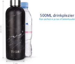 TIGR The Combo - Voordeelset Minimalist Thermosfles En Cup Warmhoudbeker - 500ml - Zwart Marmer -Ketelwinkel 1200x1031