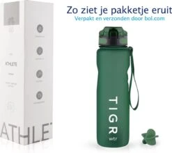 TIGR The Athlete - Drinkfles - Waterfles Met Fruit Filter - 1000ml - Groen - Met Mengbal Voor Shakes -Ketelwinkel 1200x1068