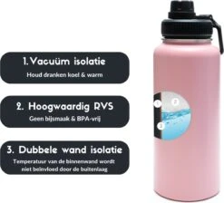 Thermosfles - Pastel Pink - 1 Liter - Extra Dop Met Rietje & Drinktuit - Thermosflessen - Isoleerfles - BPA Vrij - Lekvrij - Thermosfles 1 Liter - Isoleerfles 1 Liter - Thermoskan - Isoleerbeker - Thermosbeker 12 Thermosfles - Pastel Pink - 1 Liter - Extra Dop Met Rietje & Drinktuit - Thermosflessen - Isoleerfles - BPA Vrij - Lekvrij - Thermosfles 1 Liter - Isoleerfles 1 Liter - Thermoskan - Isoleerbeker - Thermosbeker -Ketelwinkel 1200x1090