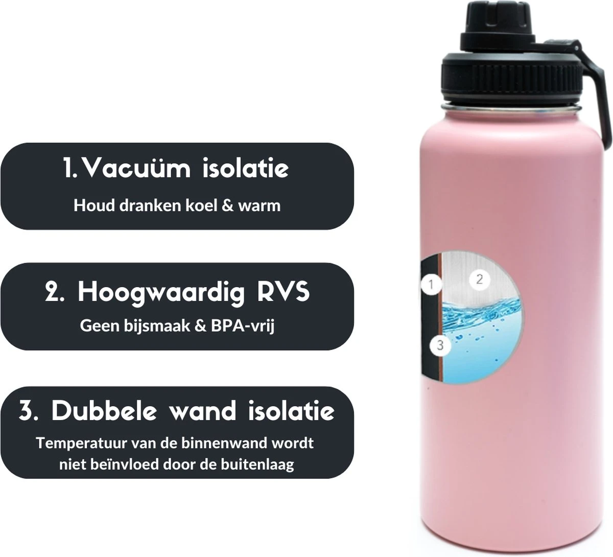 Thermosfles - Pastel Pink - 1 Liter - Extra Dop Met Rietje & Drinktuit - Thermosflessen - Isoleerfles - BPA Vrij - Lekvrij - Thermosfles 1 Liter - Isoleerfles 1 Liter - Thermoskan - Isoleerbeker - Thermosbeker 5 Thermosfles - Pastel Pink - 1 Liter - Extra Dop Met Rietje & Drinktuit - Thermosflessen - Isoleerfles - BPA Vrij - Lekvrij - Thermosfles 1 Liter - Isoleerfles 1 Liter - Thermoskan - Isoleerbeker - Thermosbeker - Afbeelding 5