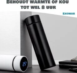 Exomar® Slimme Thermosfles Met LCD Temperatuur Display - Curver Isolatiefles 500 ML - Matte Finish - Thermosbeker - Isoleerfles - Dubbelwandige Thermosfles - Thermoskan - Travel Mug - Bidon Drinkfles - Drinkflessen - RVS - Koffiebeker - Smart Thermos -Ketelwinkel 1200x1145 1