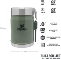 Stanley The Legendary Food Jar + Spork 0,4L - Thermosfles - Hammertone Green -Ketelwinkel 1200x1151 3