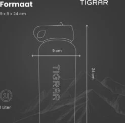 Tigrar - Drinkfles - Waterfles - Thermosfles 1 Liter - RVS - (Grafiet) Zwart - Incl. Extra Dop 3 Rietjes En Reiniger -Ketelwinkel 1200x1184 3