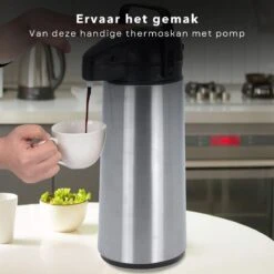 Cheqo® Thermos Pomp - 1.8L Roestvrij Staal - Isoleerkan Met Pomp - Thermoskan Met Pomp - Zwarte Dop & Handvat - Houdt 6 Uur Warm - 1800ml - Afmeting 17x14x36cm 9 Cheqo® Thermos Pomp - 1.8L Roestvrij Staal - Isoleerkan Met Pomp - Thermoskan Met Pomp - Zwarte Dop & Handvat - Houdt 6 Uur Warm - 1800ml - Afmeting 17x14x36cm -Ketelwinkel 1200x1200 174