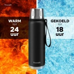 TravelR Thermosfles - Thermoskan - Drinkfles - Isoleerfles - BPA Vrij - Roestvrij Staal - 750 ML - Mat Zwart -Ketelwinkel 1200x1200 209
