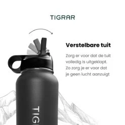 Tigrar - Drinkfles - Waterfles - Thermosfles 1 Liter - RVS - (Grafiet) Zwart - Incl. Extra Dop 3 Rietjes En Reiniger -Ketelwinkel 1200x1200 322