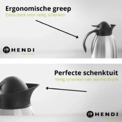 Hendi Thermoskan 2 Liter - Isoleerkan Met Drukknop - Zwart - Ø14,5x(H)26cm -Ketelwinkel 1200x1200 352