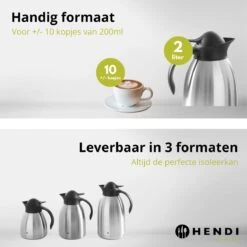 Hendi Thermoskan 2 Liter - Isoleerkan Met Drukknop - Zwart - Ø14,5x(H)26cm -Ketelwinkel 1200x1200 353