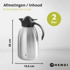 Hendi Thermoskan 2 Liter - Isoleerkan Met Drukknop - Zwart - Ø14,5x(H)26cm -Ketelwinkel 1200x1200 355