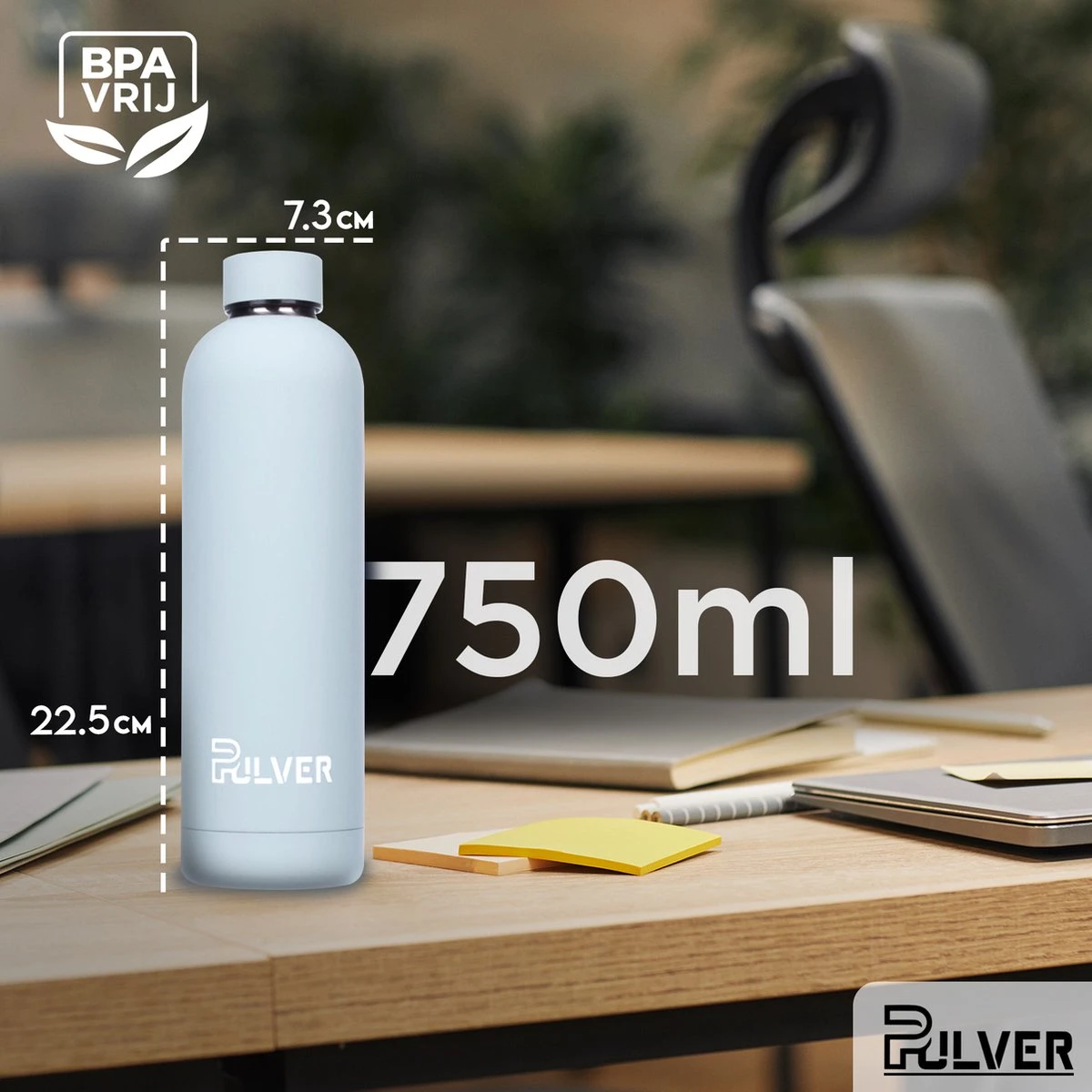 Pulver - RVS Thermosfles / Drinkfles – BPA Vrij – 750 Ml - Waterfles Met Draaidop – Drinkfles – Dubbele Isolatie - Rubberen Coating- Licht Groen 2 Pulver - RVS Thermosfles / Drinkfles – BPA Vrij – 750 Ml - Waterfles Met Draaidop – Drinkfles – Dubbele Isolatie - Rubberen Coating- Licht Groen - Afbeelding 2