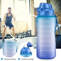 FLOOQ Motivatie Waterfles Zwart - 2 Liter Drinkfles - BPA Vrij - Waterfles Met Tijdsmarkering -Ketelwinkel 1200x1200 566