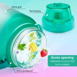 FLOOQ Motivatie Waterfles Zwart - 2 Liter Drinkfles - BPA Vrij - Waterfles Met Tijdsmarkering -Ketelwinkel 1200x1200 570