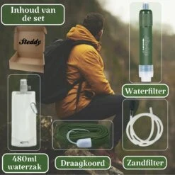 Waterfilter Survival Steddy Pro - Zuiver Gratis Drinkwater - Waterfles Waterzuivering - Waterfilter Kraan - Outdoor - FILTER 4000 LITER! -Ketelwinkel 1200x1200 72