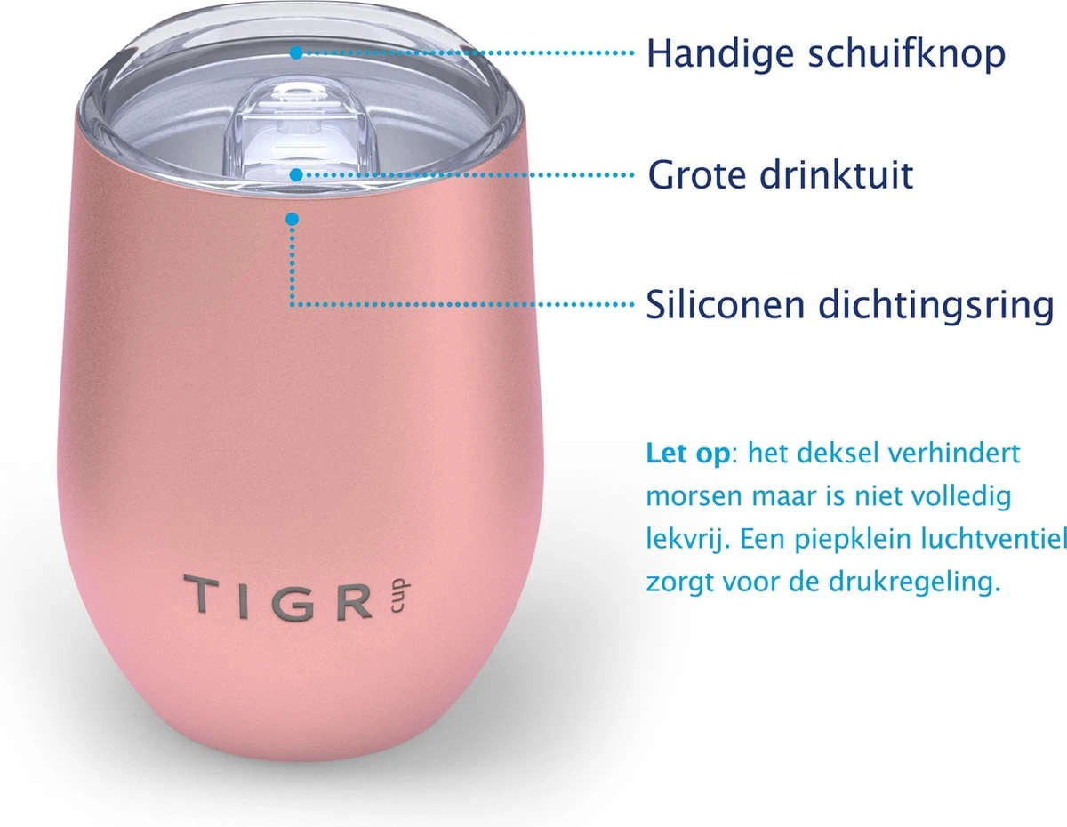 TIGR Cups - Drinkbekers - Thermosbekers - RVS - Set Van 2 - 350ml - Zwart/Rosé Goud 3 TIGR Cups - Drinkbekers - Thermosbekers - RVS - Set Van 2 - 350ml - Zwart/Rosé Goud - Afbeelding 3