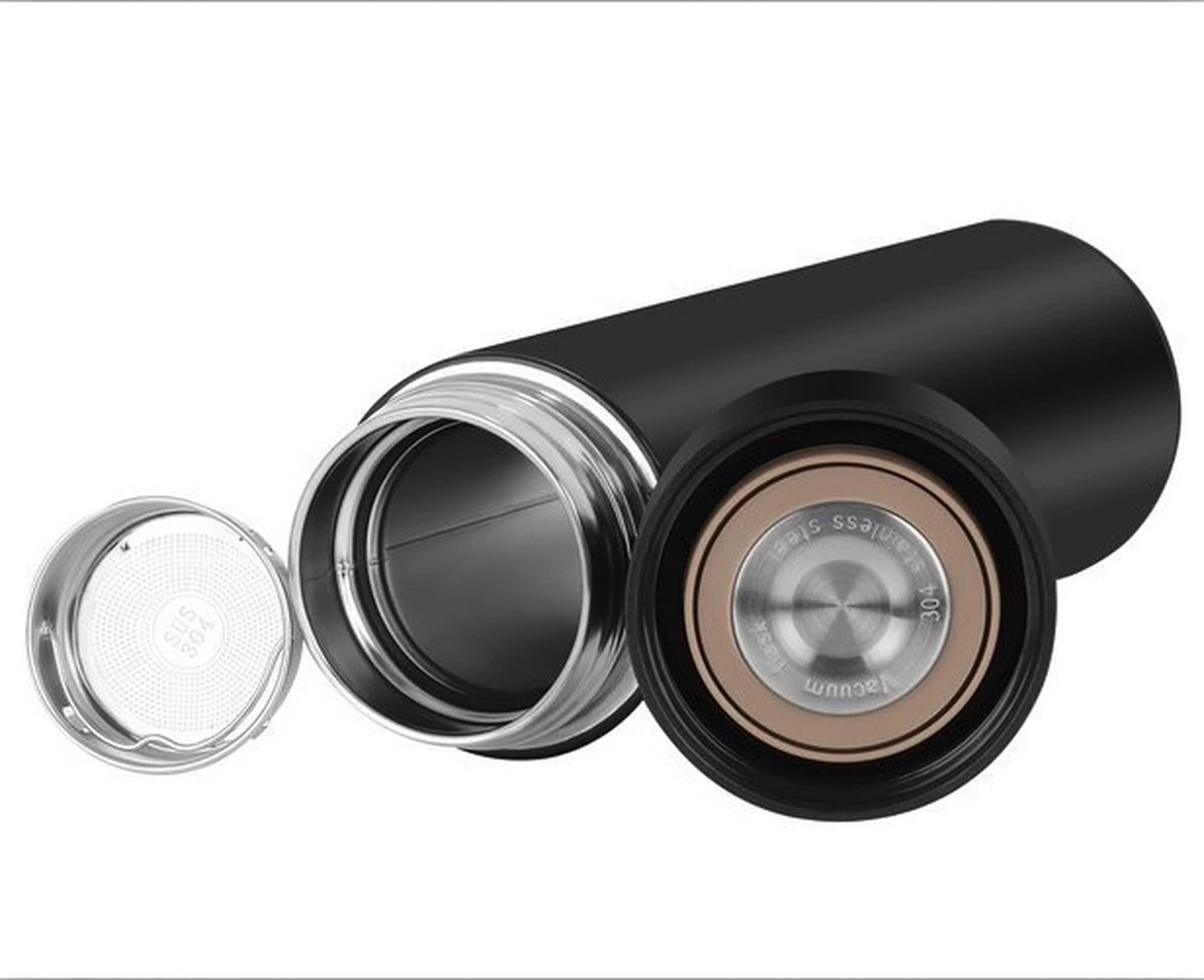 YUNICS® Thermoskan - Met Smart Temperatuur Display - Thermos - Thermosfles - Thermosbeker - Thermofles - Isoleerfles - Travel Mug - RVS - Zwart 2 YUNICS® Thermoskan - Met Smart Temperatuur Display - Thermos - Thermosfles - Thermosbeker - Thermofles - Isoleerfles - Travel Mug - RVS - Zwart - Afbeelding 2