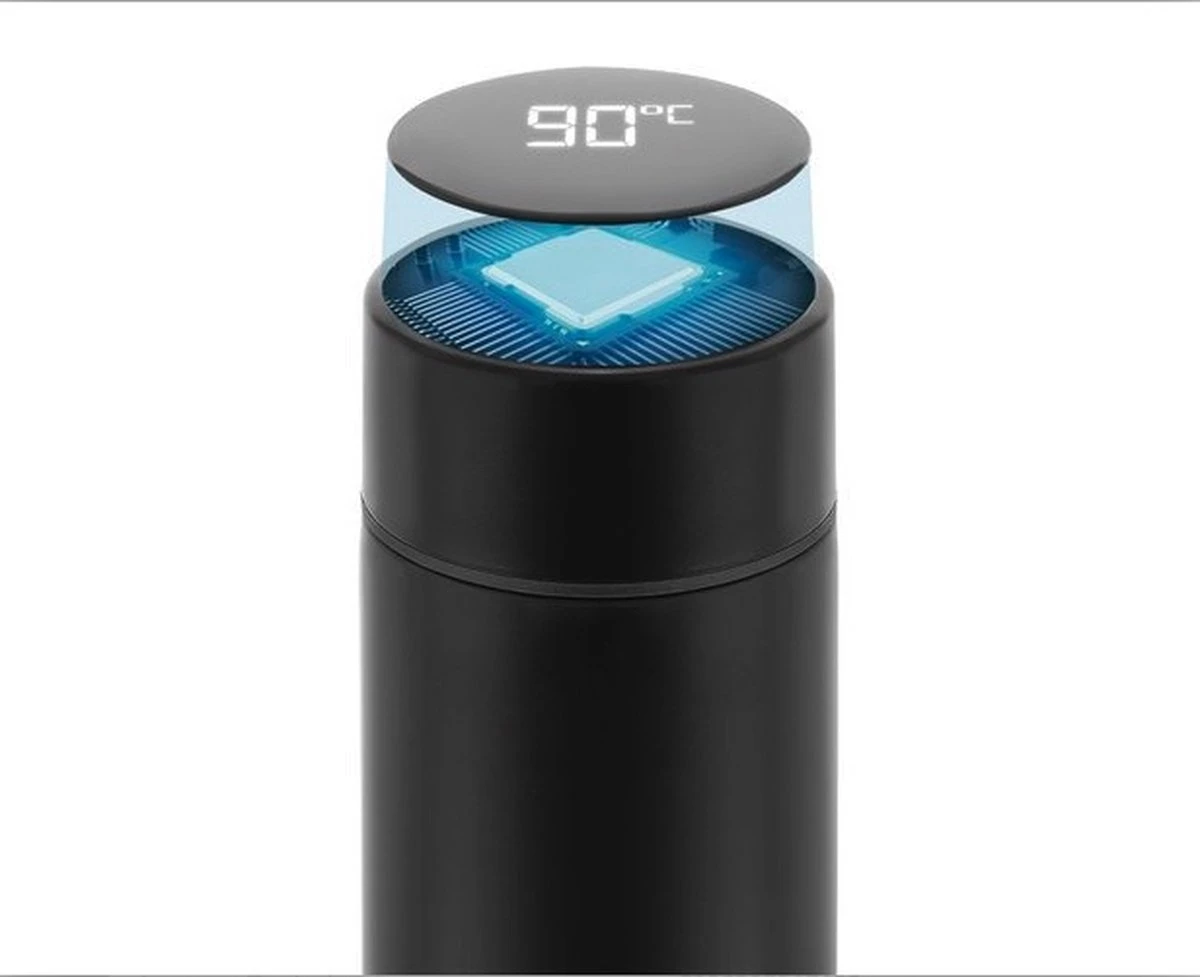 YUNICS® Thermoskan - Met Smart Temperatuur Display - Thermos - Thermosfles - Thermosbeker - Thermofles - Isoleerfles - Travel Mug - RVS - Zwart 4 YUNICS® Thermoskan - Met Smart Temperatuur Display - Thermos - Thermosfles - Thermosbeker - Thermofles - Isoleerfles - Travel Mug - RVS - Zwart - Afbeelding 4