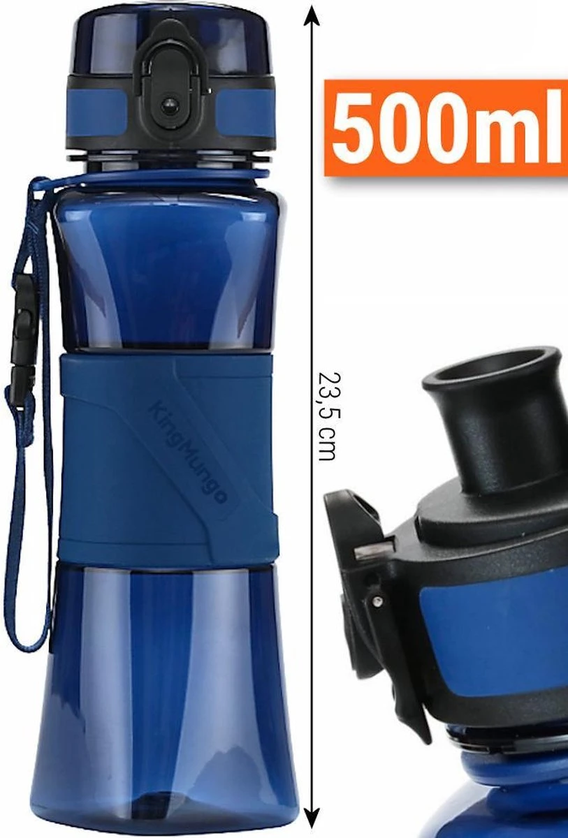 Drinkfles Herbruikbare Waterfles | 500 Ml Donker Blauw | Vaatwasserbestendig Drinkbus Bidon | King Mungo KMDF004 1 Drinkfles Herbruikbare Waterfles | 500 Ml Donker Blauw | Vaatwasserbestendig Drinkbus Bidon | King Mungo KMDF004