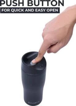 BanGosa® Koffiebeker To Go - Thermosbeker - Reisbeker - Travel Mug - RVS 400ml - Mat Zwart -Ketelwinkel 862x1200