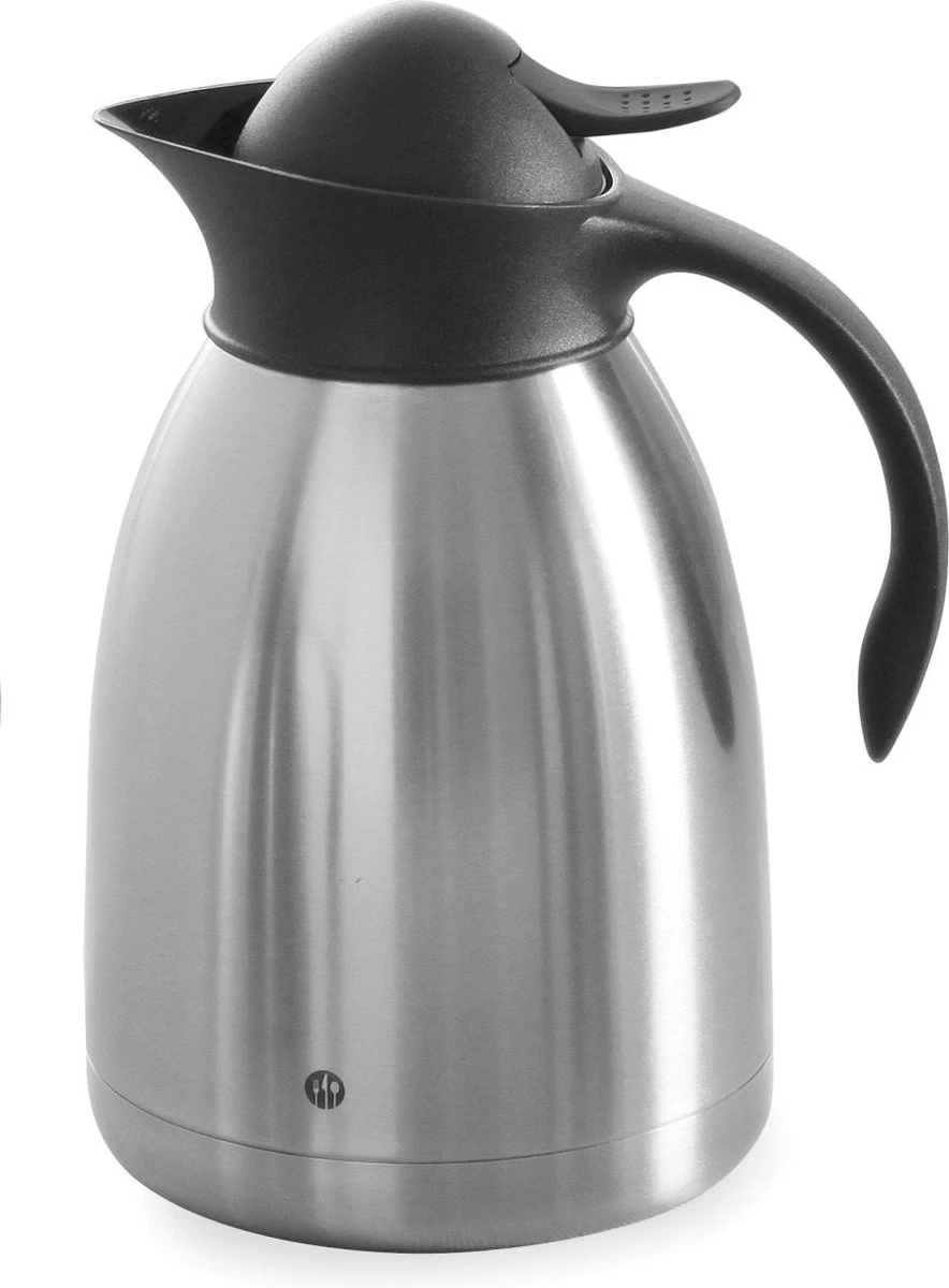 Hendi Thermoskan 1,5 Liter - Isoleerkan Met Drukknop - Zwart - Ø14,5x(H)23cm 1 Hendi Thermoskan 1,5 Liter - Isoleerkan Met Drukknop - Zwart - Ø14,5x(H)23cm