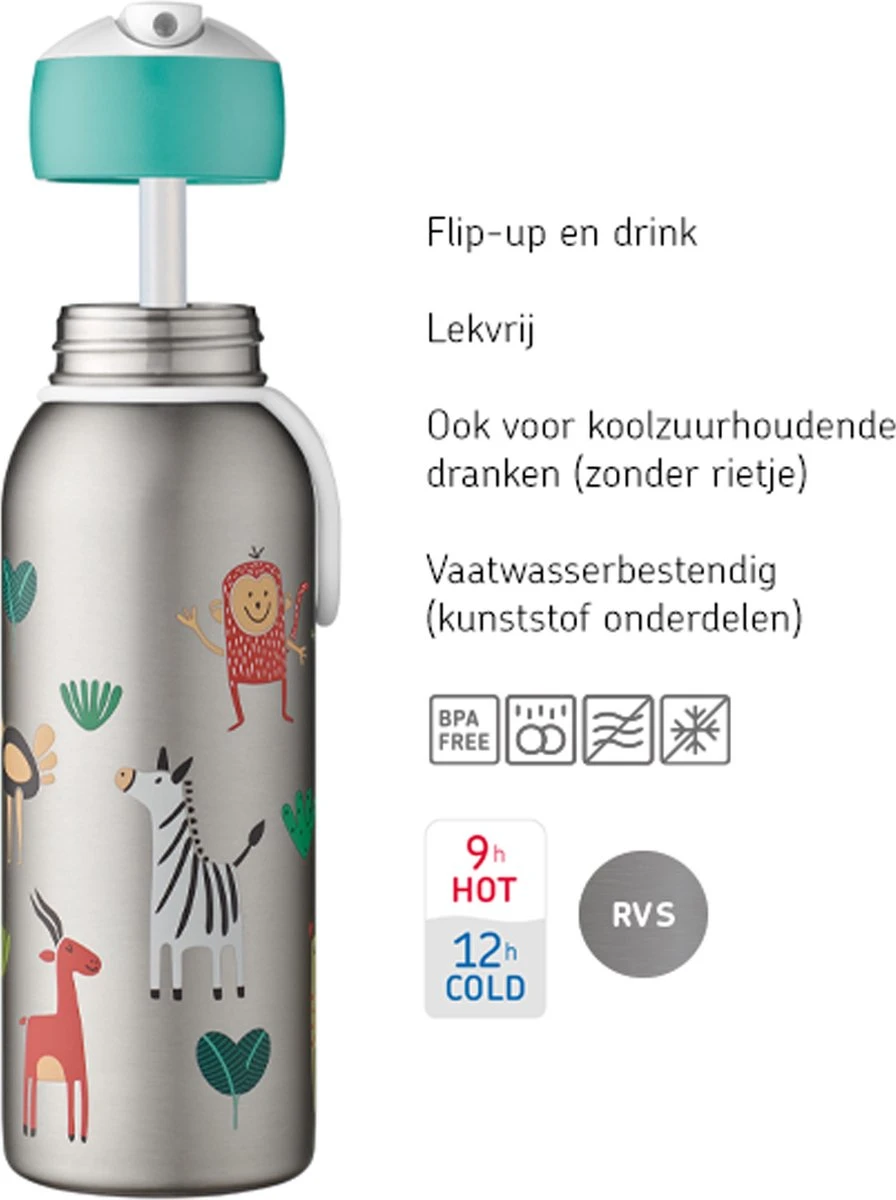Mepal – Isoleerfles Flip-up Campus – Dino – Waterfles Met Rietje – Houdt Je Drankje Tot 9 Uur Warm En 12 Uur Koud – Drinkfles Voor Kinderen – Thermosfles 4 Mepal – Isoleerfles Flip-up Campus – Dino – Waterfles Met Rietje – Houdt Je Drankje Tot 9 Uur Warm En 12 Uur Koud – Drinkfles Voor Kinderen – Thermosfles - Afbeelding 4