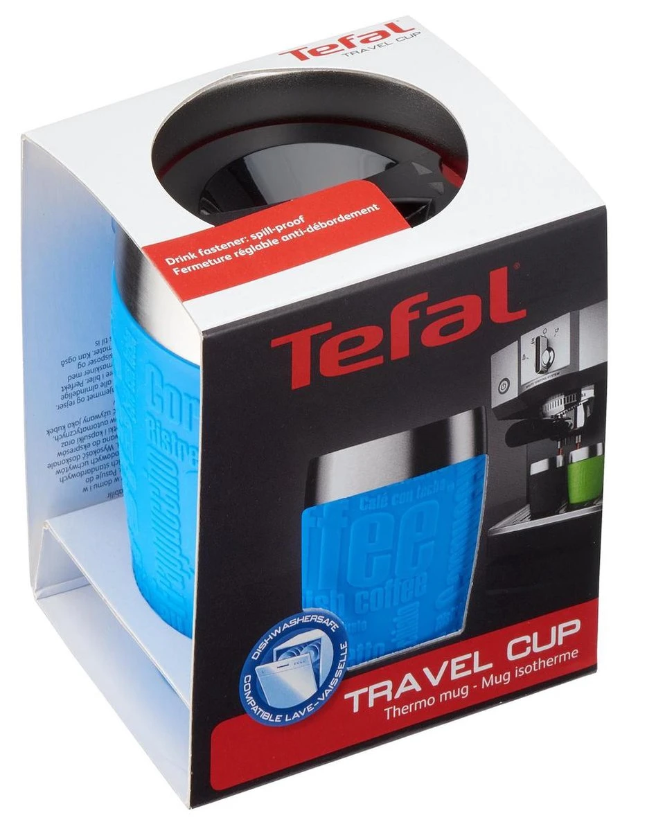 Tefal TRAVEL CUP K30833 Isoleerbeker - Inhoud 0.2L RVS / Blauw 4 Tefal TRAVEL CUP K30833 Isoleerbeker - Inhoud 0.2L RVS / Blauw - Afbeelding 4